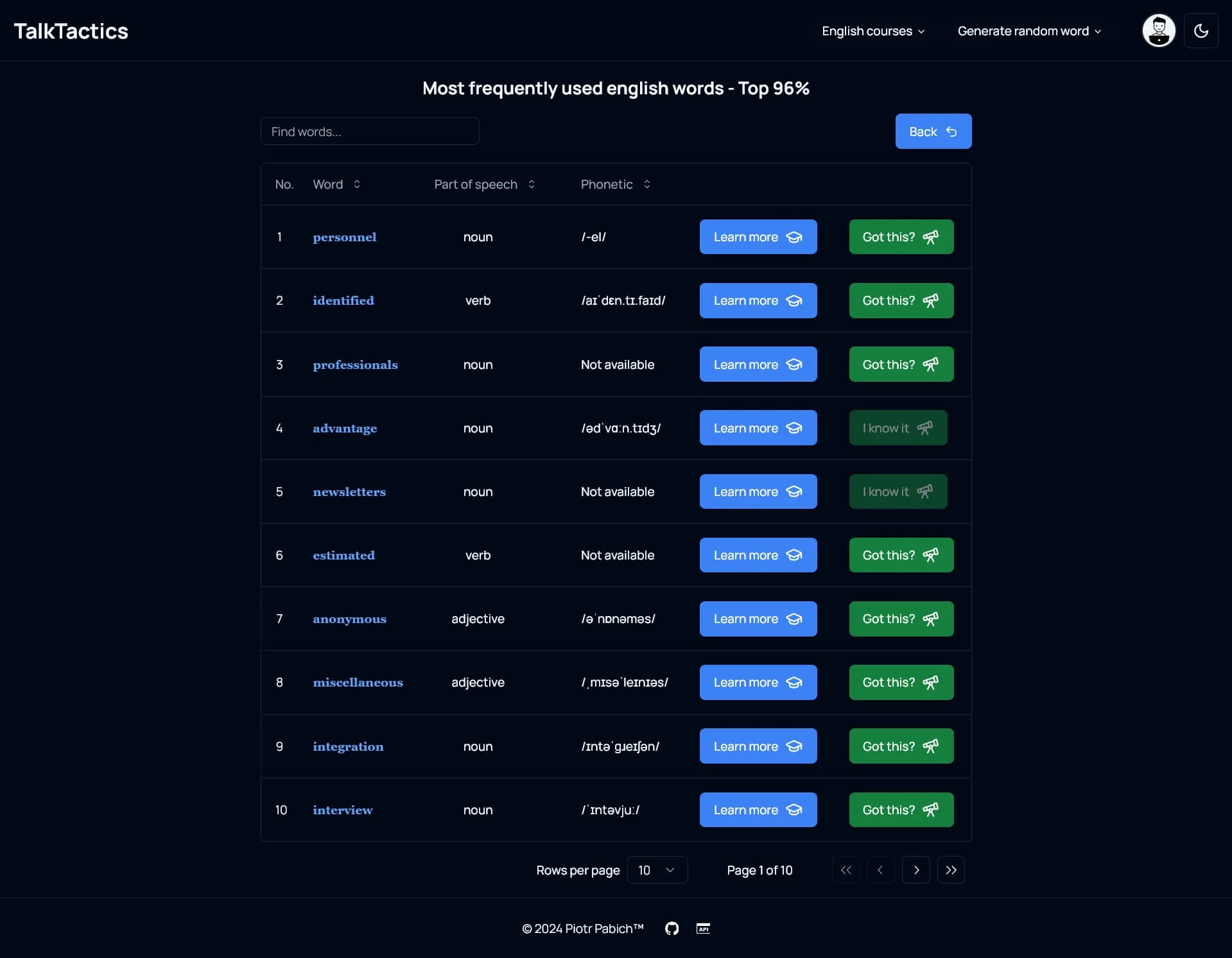 TalkTactics course page